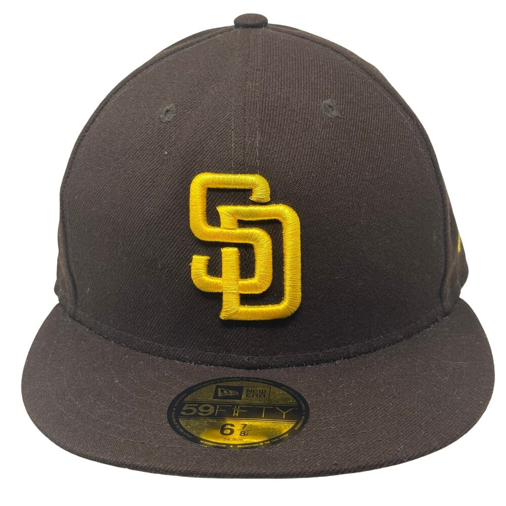 San Diego Padres Brown Gold 59FIFTY New Era Fitted Hat Size 6 7/8 MLB Cap